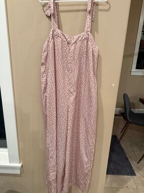 Tie-Shoulder Pink Floral Print Jumpsuit